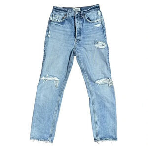 AGOLDE Mid  Rise Loose Isolate Distressed Relaxed Straight Leg Womens 23